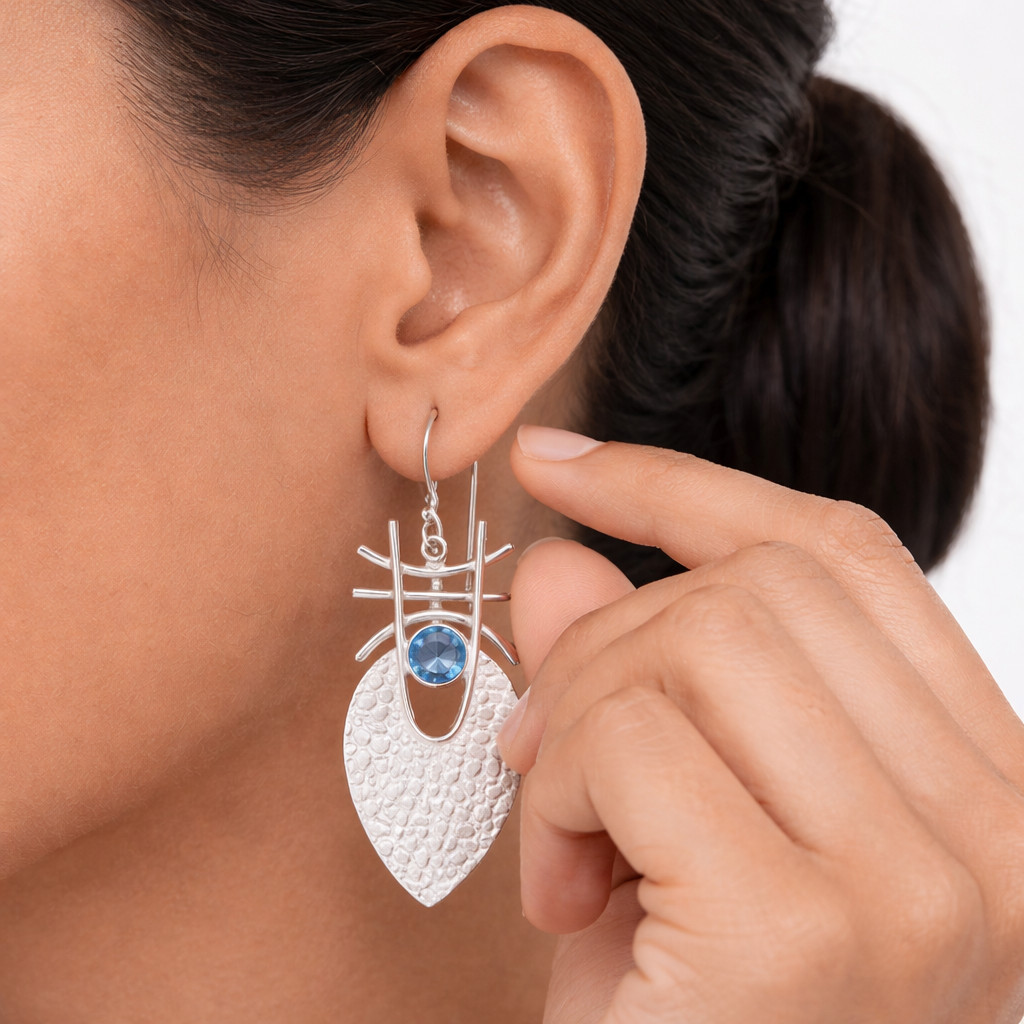 Tanzanite Gemstone Earrings 925 Silver Handmade Jewelry 1.78″ Anniversary Gift