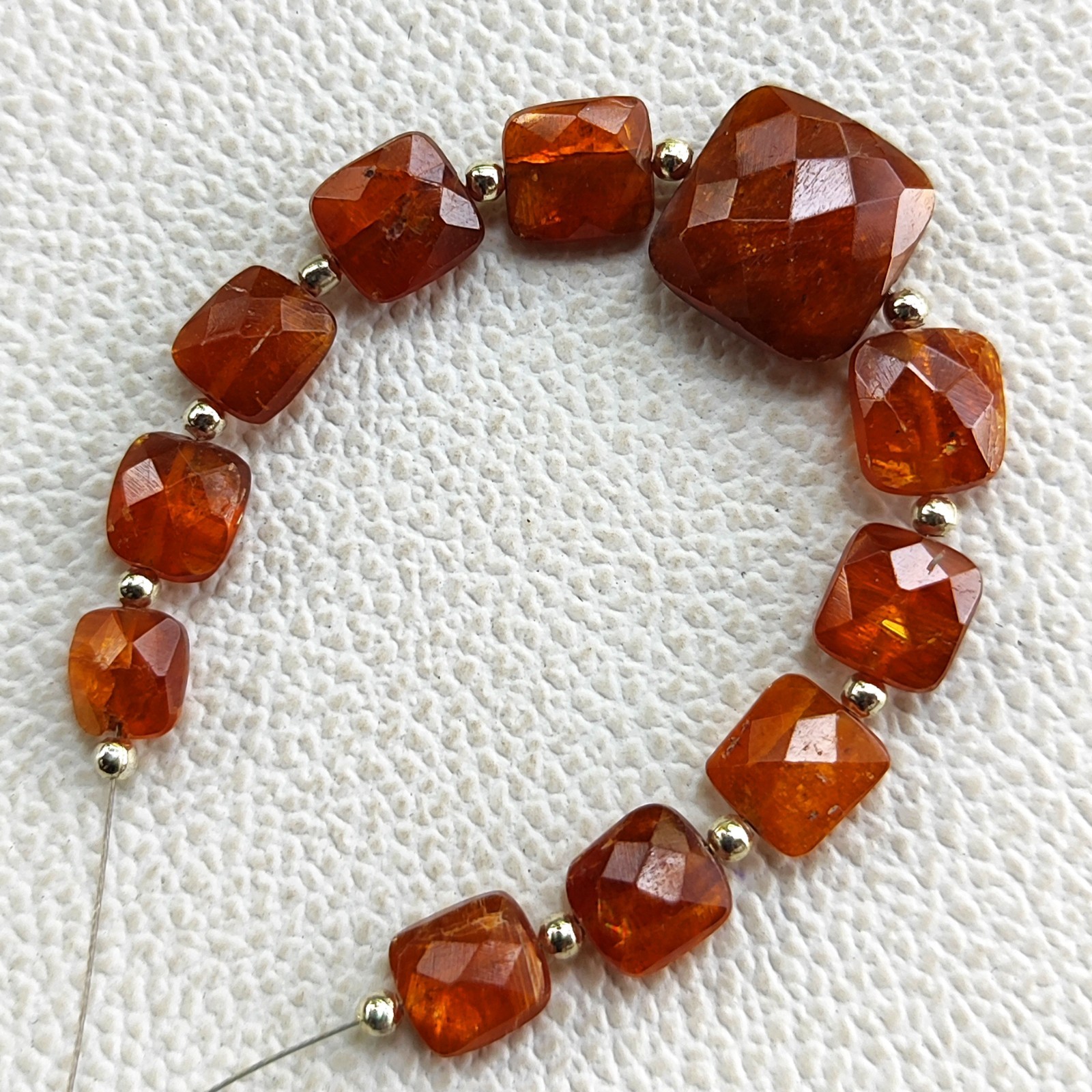 Natural Orange Kyanite 7-12mm Faceted Cushion Beads 4.5 In Tanzania Strand