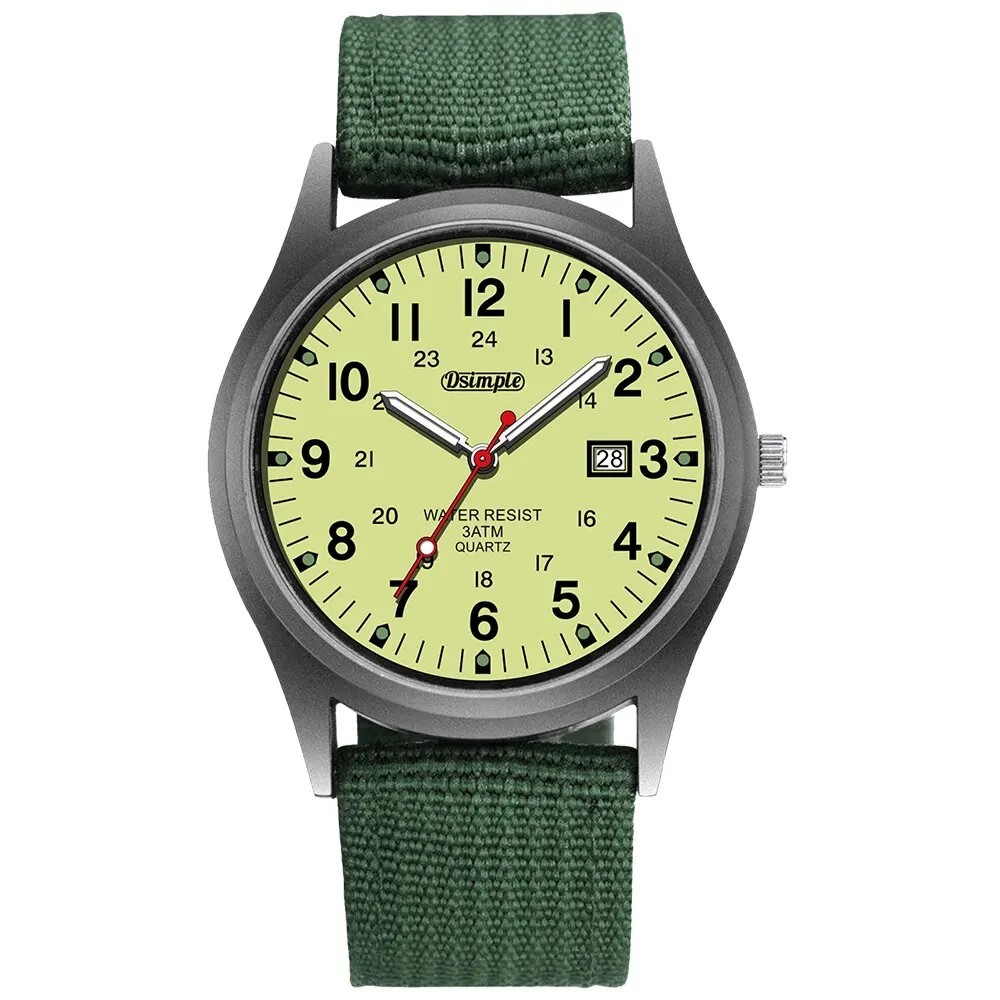Men’s Military Army Luminous 24 Hours Dial Nylon Strap Date Quartz Wrist Watch