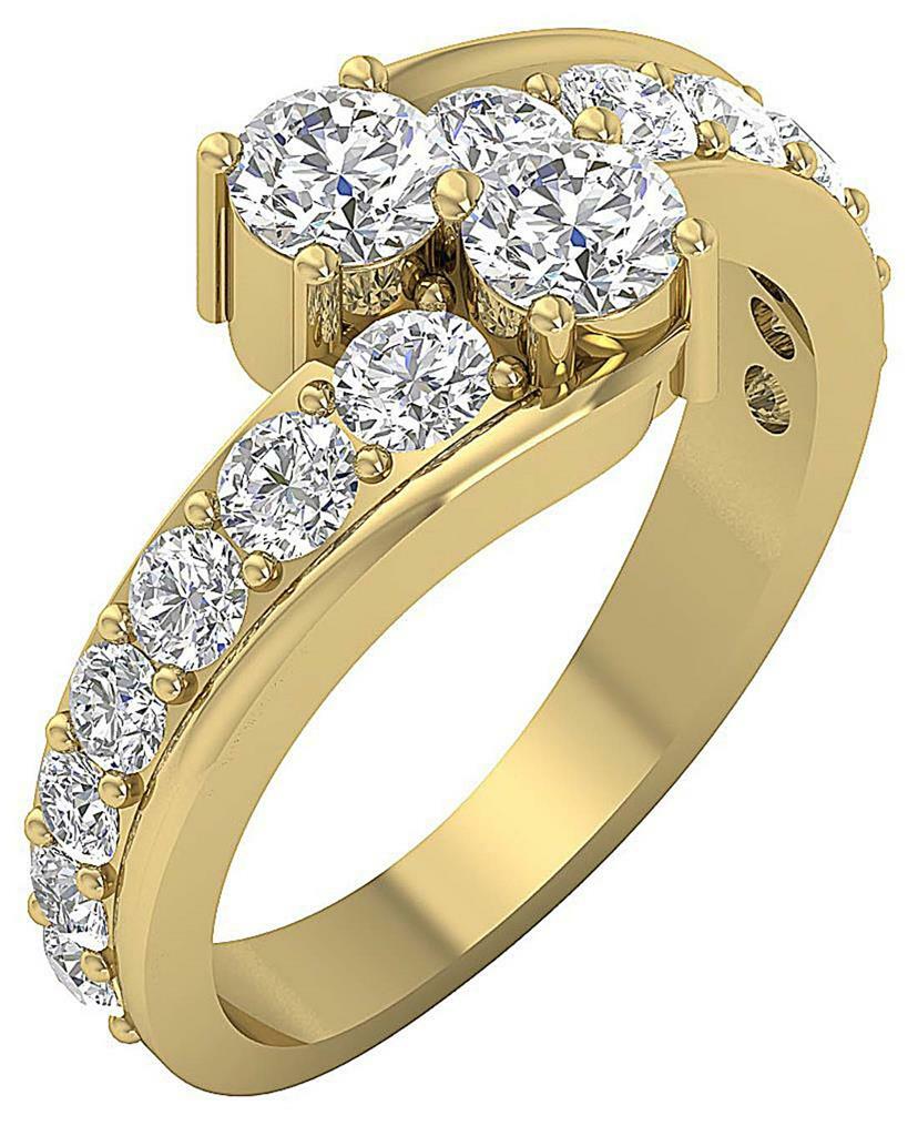 Round Diamond 14K Gold SI1 G 2.10Ct Forever Us Two Stone Journey Solitaire Ring
