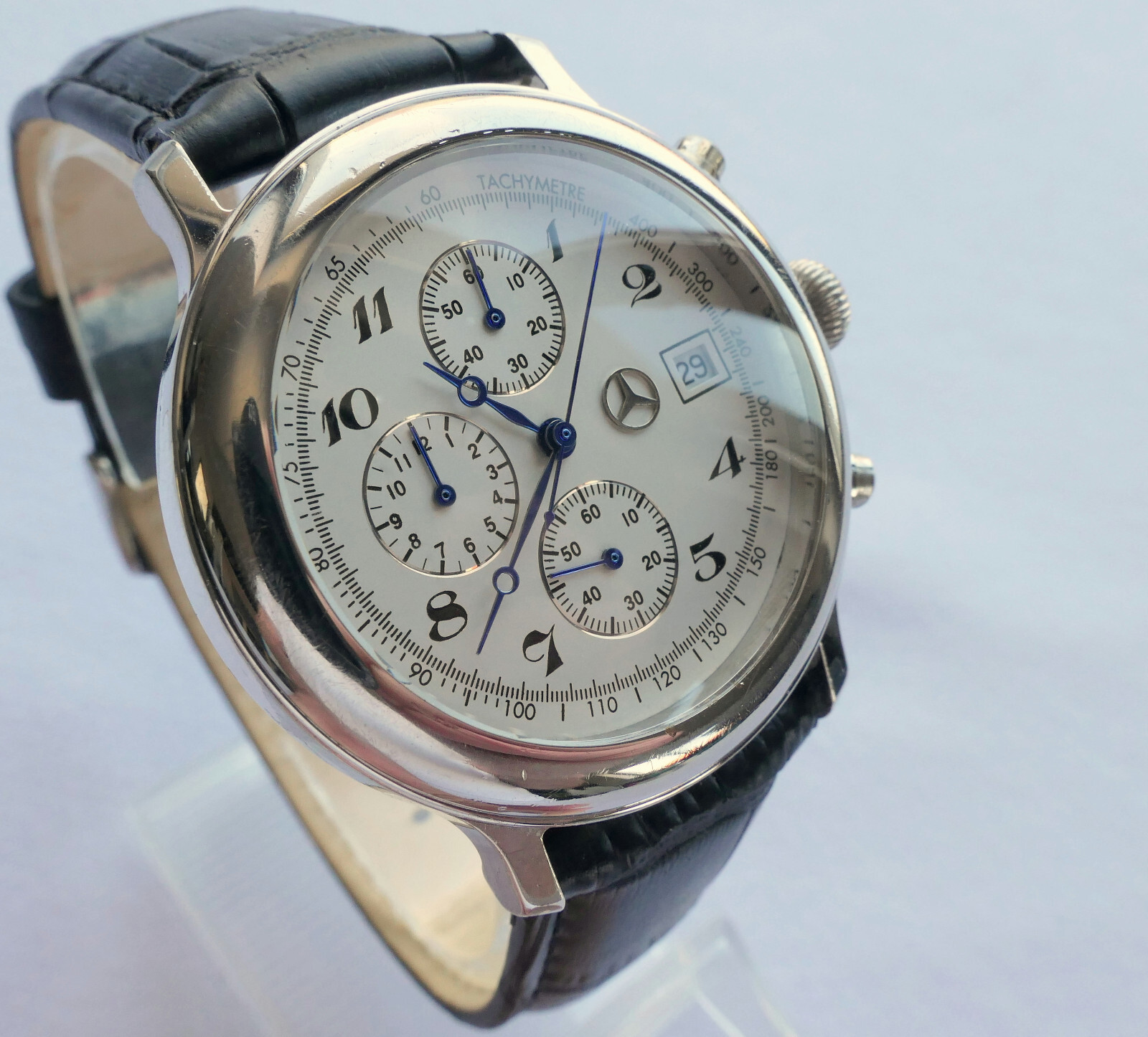 Mercedes Benz Classic 925 Sterling Silver Car Accessory Luxury Chronograph Watch