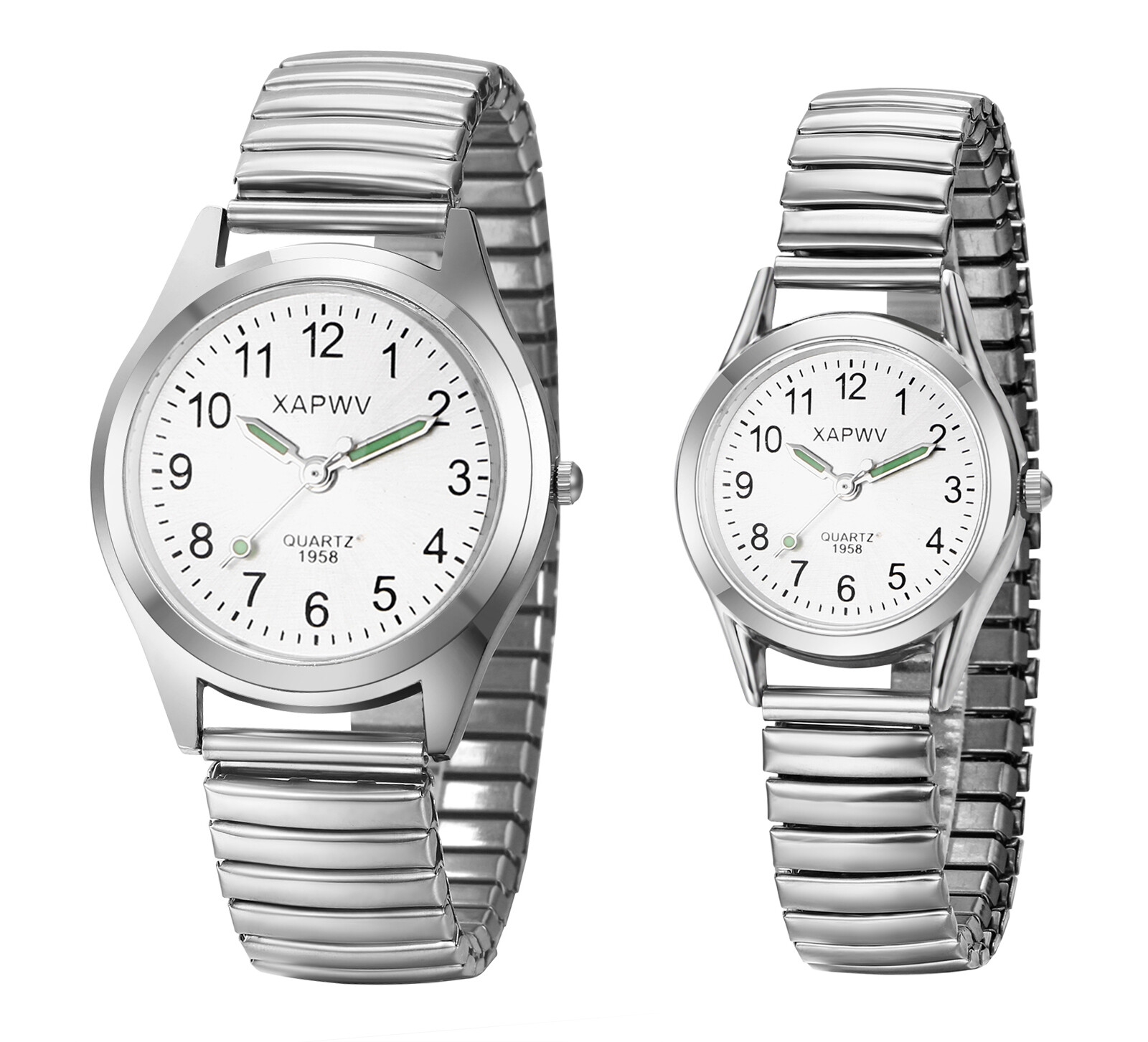 Men’s Women’s Stainless Steel Elastic Band Luminous Indicator Quartz Wrist Watch