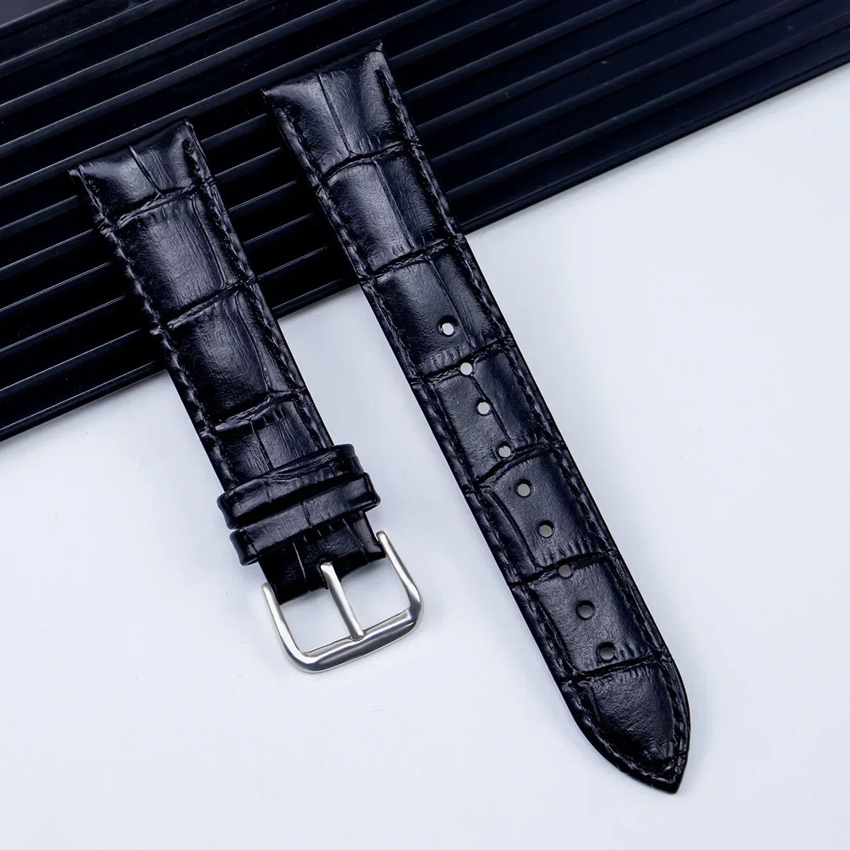 Leather Watch Band Strap 12mm-24mm Replacement Wristband Stainless Steel Buckle
