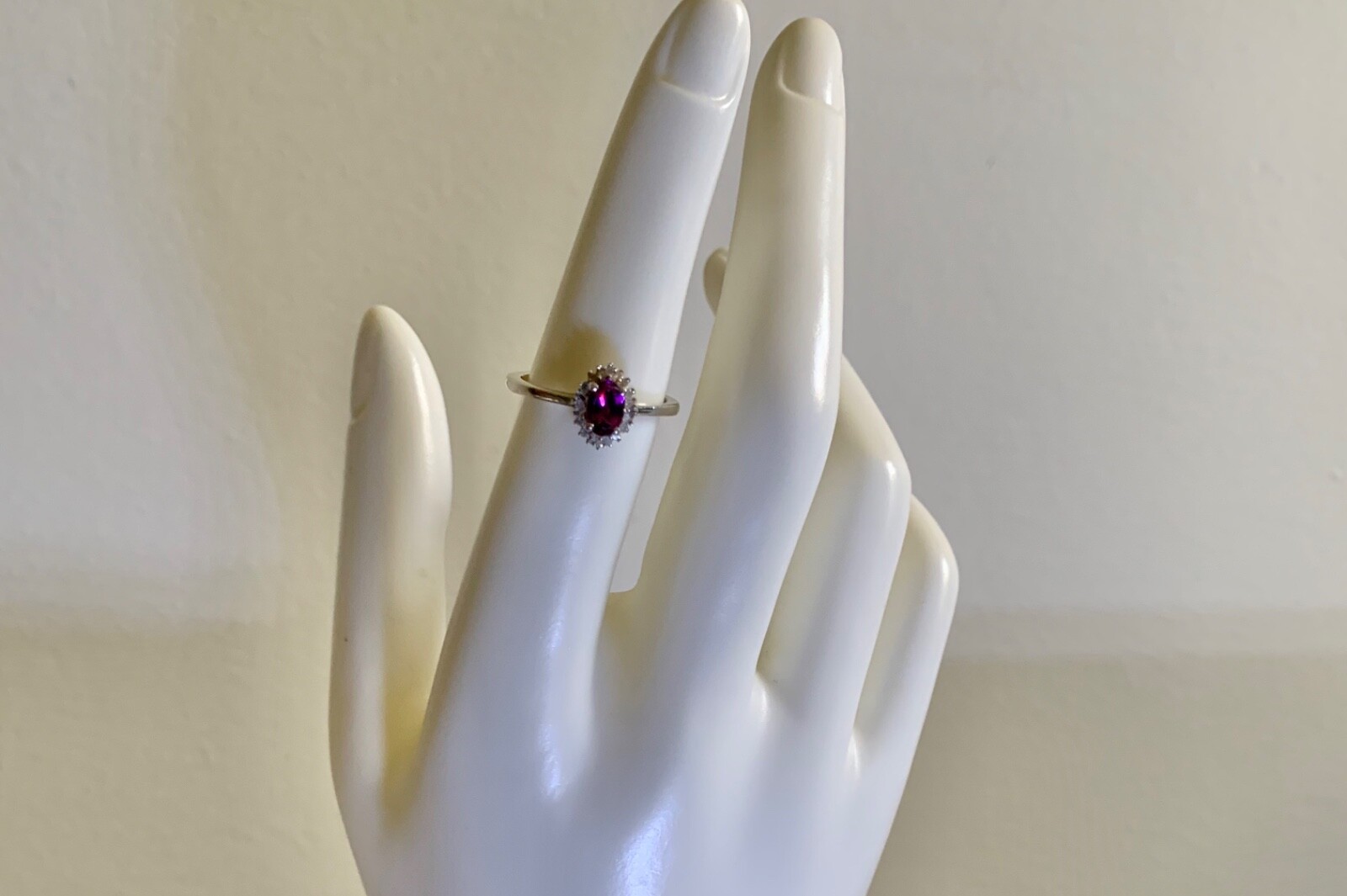Radiant Ember Garnet, Diamond Art Deco Ring – Size 6 (.60 ctw.)
