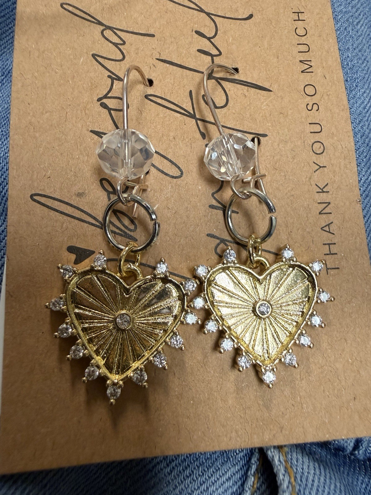 Heart Dangle Earrings Handmade NEW From Boutique