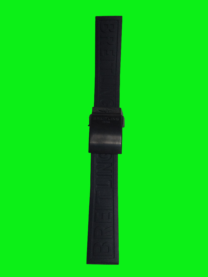 Breitling 22-20 mm black silicone strap with black steel buckle for Heritage