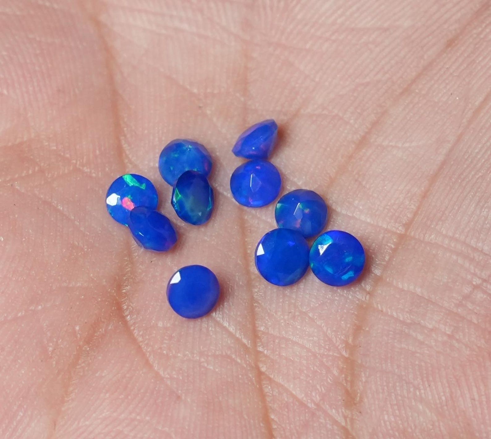 Natural Sky Blue Ethopian Opal Round Faceted Cut 3mm To 10mm Loose Gemstone