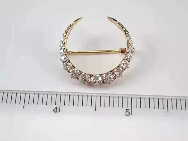 2.50Ct Round Lab Created Diamond Crescent Moon Brooch Pin 14K Yellow Gold Plated