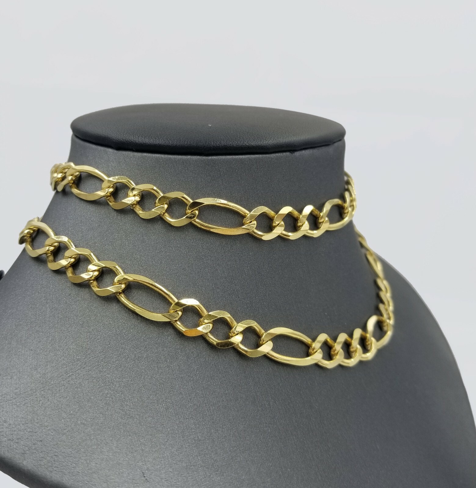 8mm 26″ SOLID 10k Gold Figaro Link Chain Necklace Authentic 10k Yellow Gold