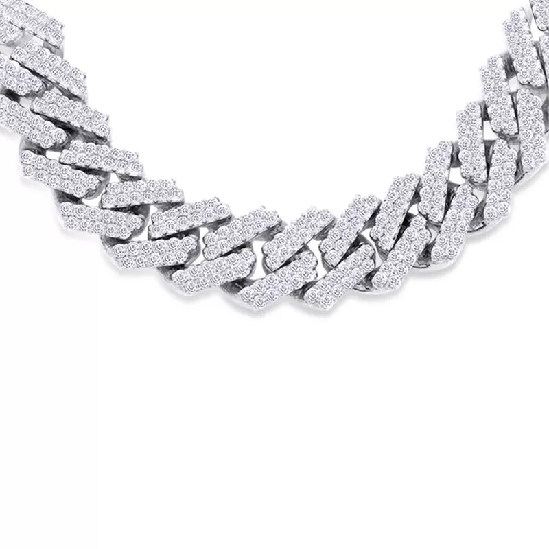 15 1/2 Ct Simulated Diamond 11MM Miami Cuban Link Necklace 22″ Sterling Silver