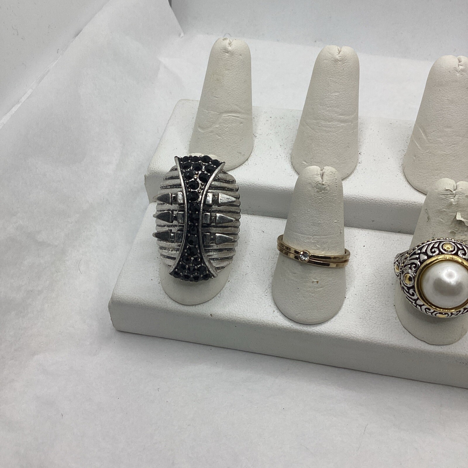 Lot Of 6 Costume Jewelry Rings. Sizes Vary See Pics. Pre-Loved