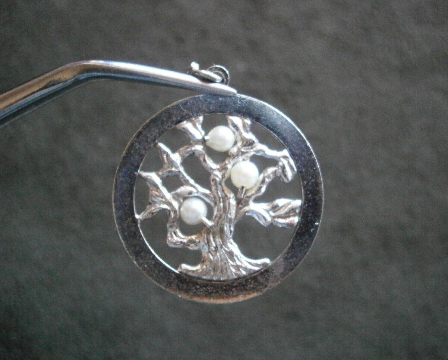 Tree of Life Genuine Pearls Vintage Openwork Sterling Silver Charm Pendant 3.0g