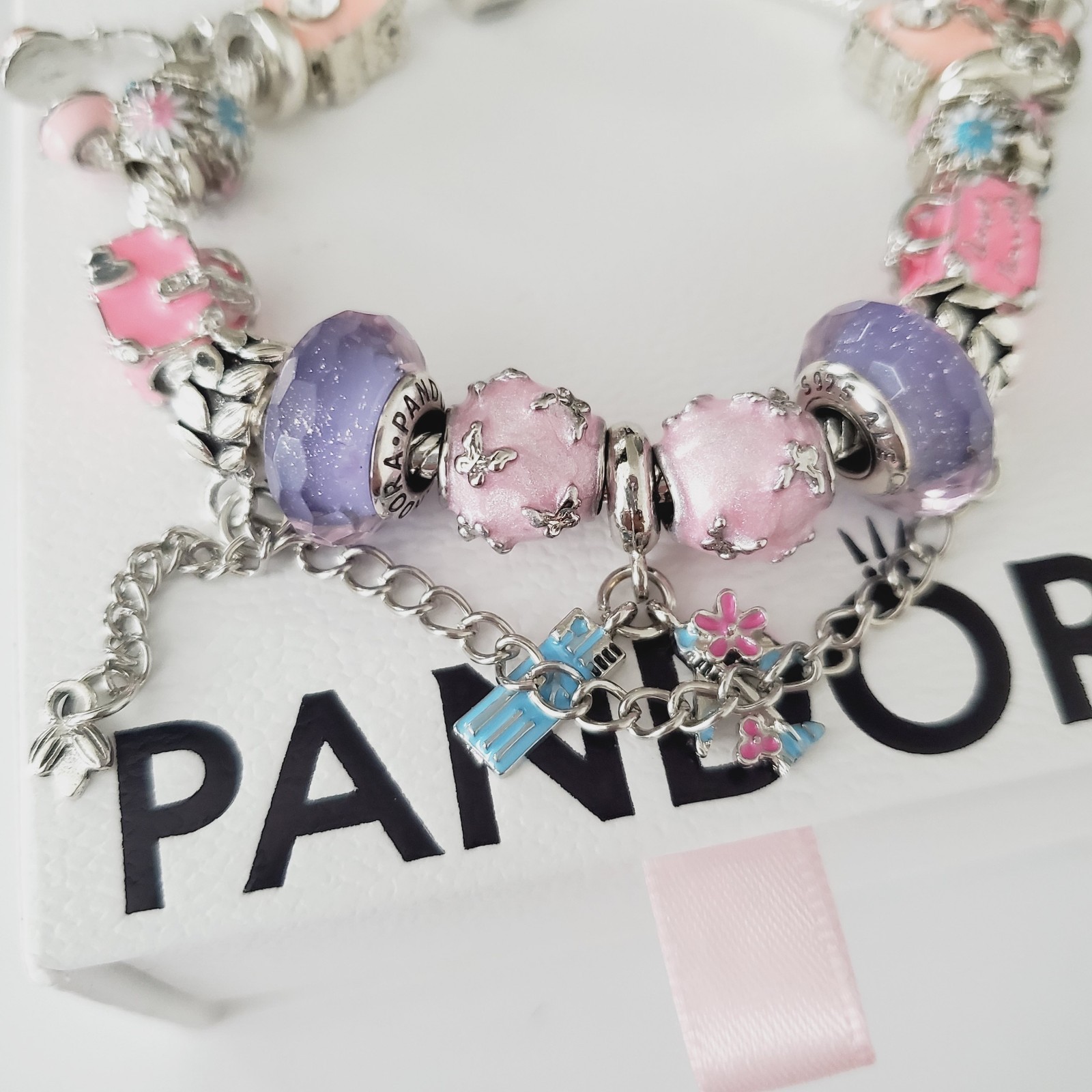 Authentic Pandora Travel Charm Bracelet Multicolor Gift Set New in Box