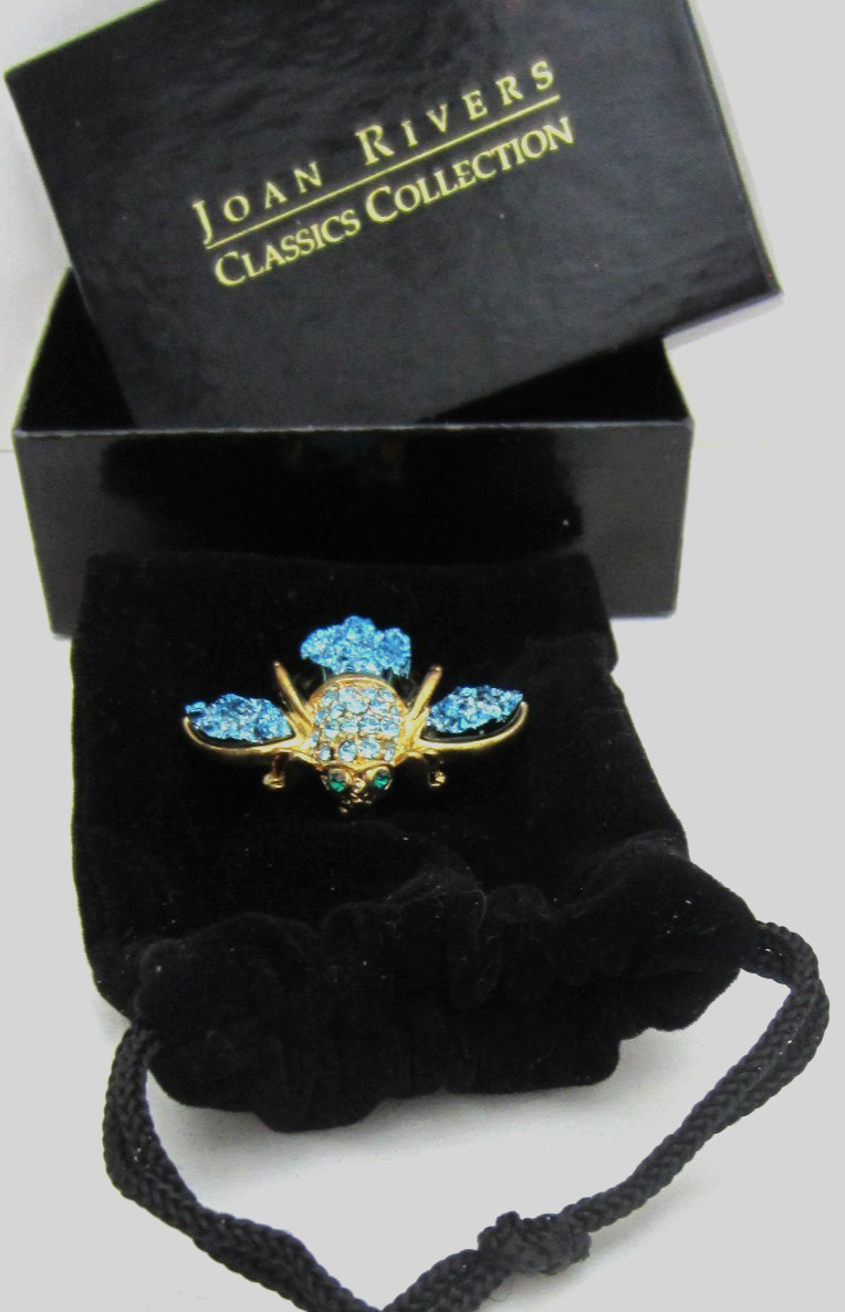 New, Vintage 1990’s Signed Joan Rivers Simulated Drusy Quartz Bee Pin Brooch