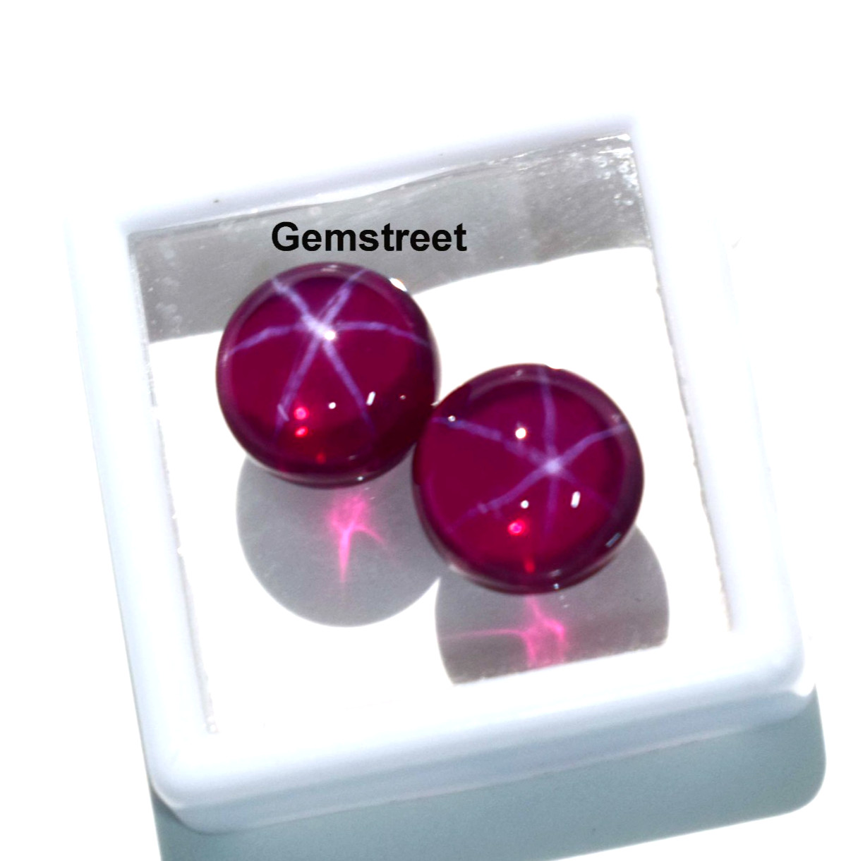 Natural Star Red Ruby Pair Set Cabochon Loose Gemstone Perfect Matching Jewelry