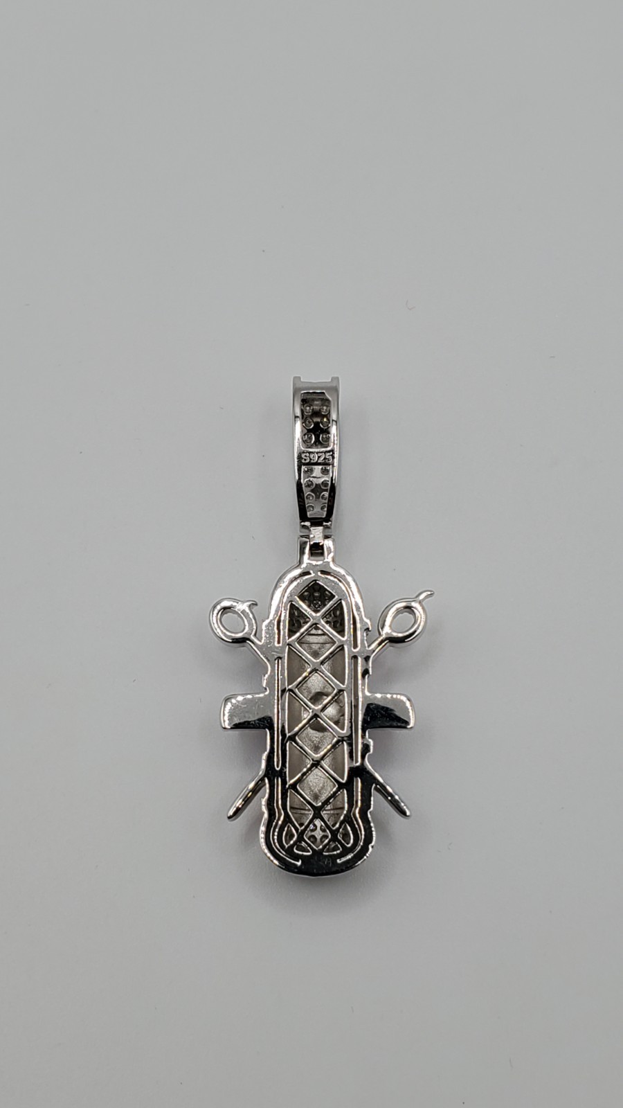 VVS1 Moissanite 925 Sterling Silver Barber Pendant Enamel Medium Men GRA, NEW