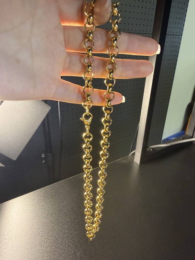 5mm/6mm/8mm Men Gold Color Stainless Steel Rolo Oval Link Chain Necklace 16″-40″