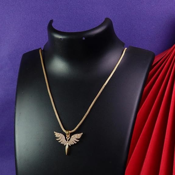 Silver Angel Wings Pendant Necklace 1 Ct Lab Created Diamond With 18″Cable Chain