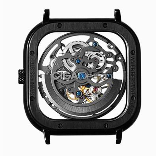 CIGA Design Hollow Automatico Scheletrato Quadrato Maglie Acciaio Orologio Uomo