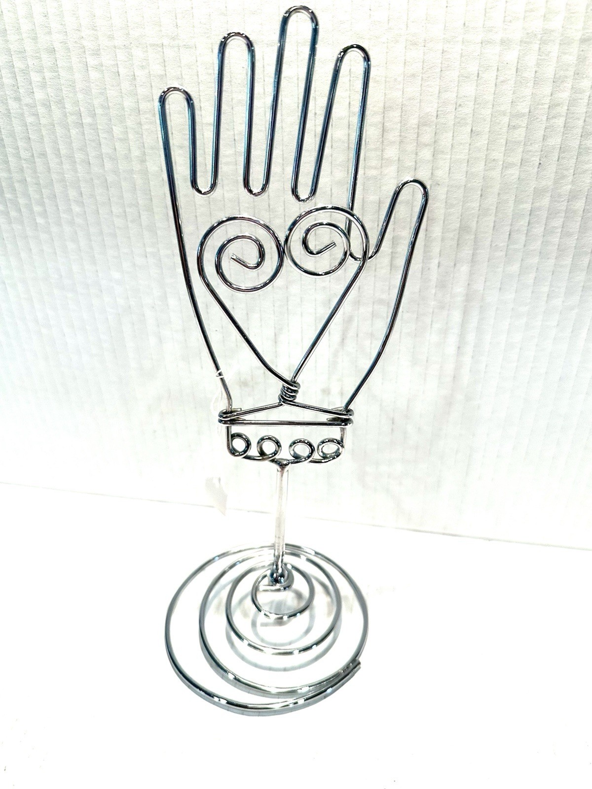 Vintage Boho Silver Tone Metal Hand For Jewelry Or Photo Holder 10.5 Tall