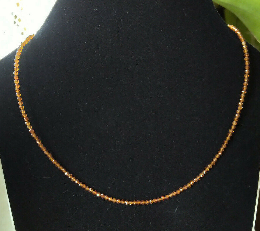 Beautiful faceted hessonite garnet necklace 45cm +5cm extension
