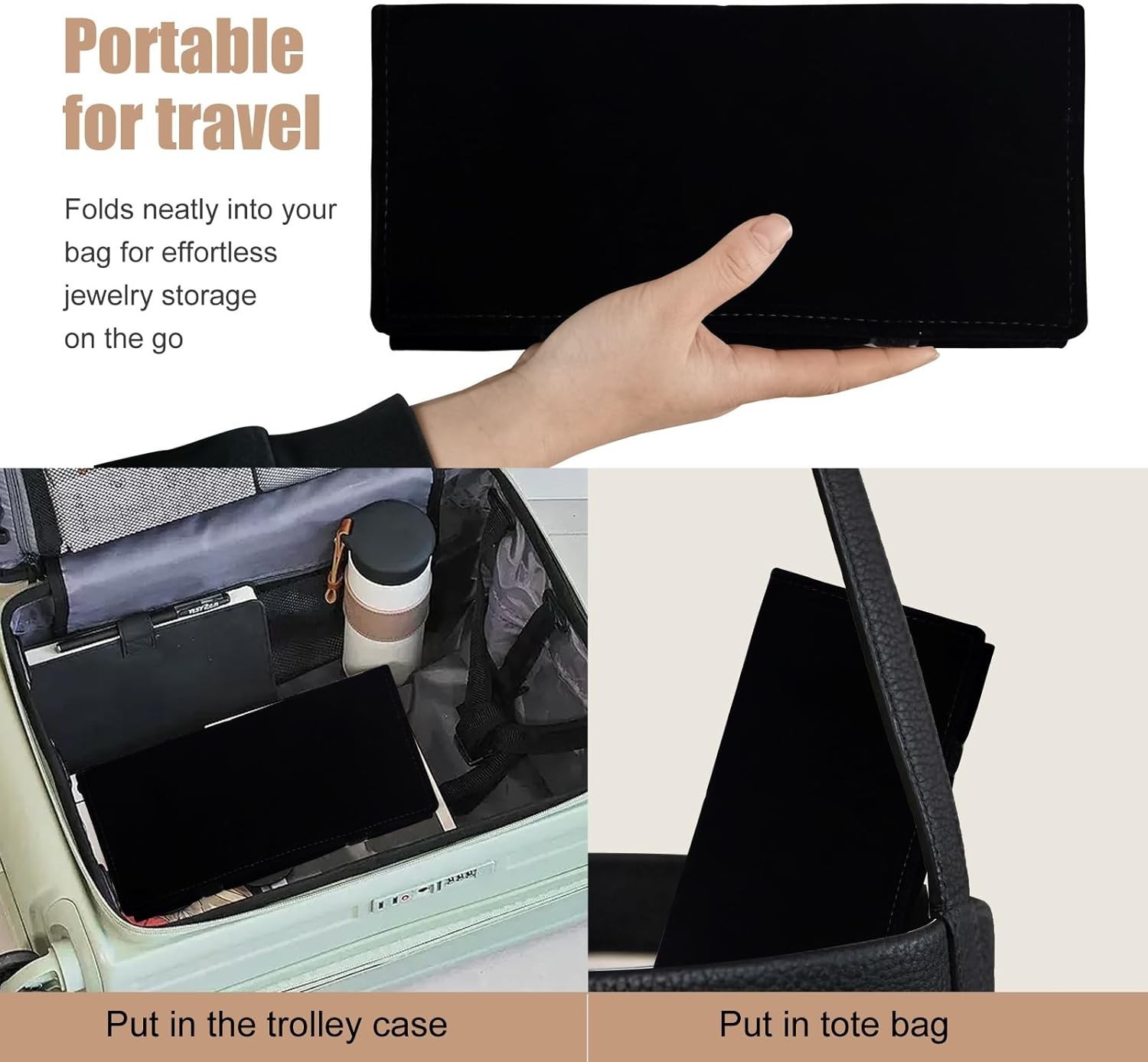 Travel Jewelry Roll Bag Portable Organizer Pouch W/ Grids&PVC Cover Storage Bags