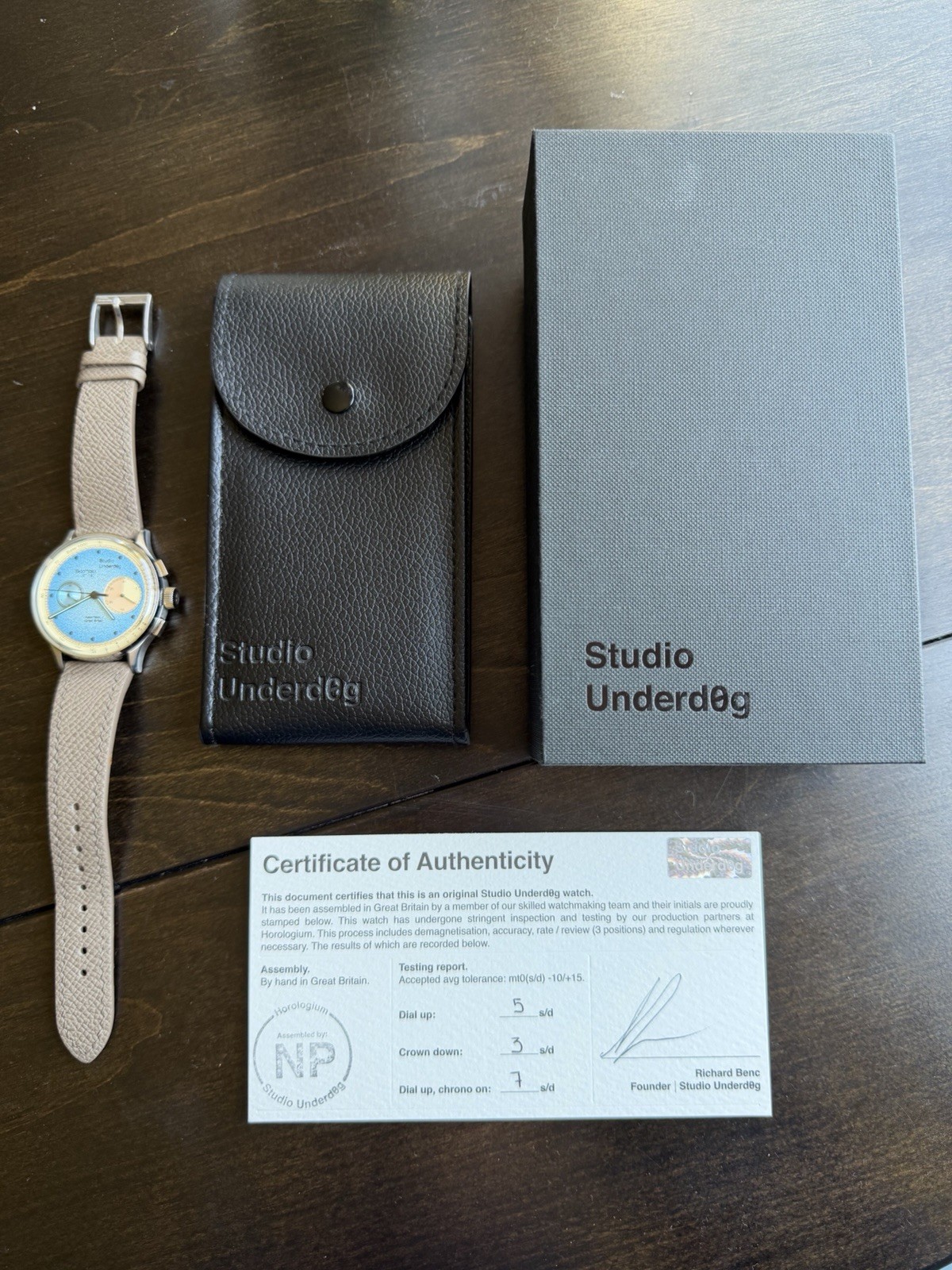 Studio Underd0g Desert Sky Manual Chronograph 38mm – Excellent w/ Box and Papers