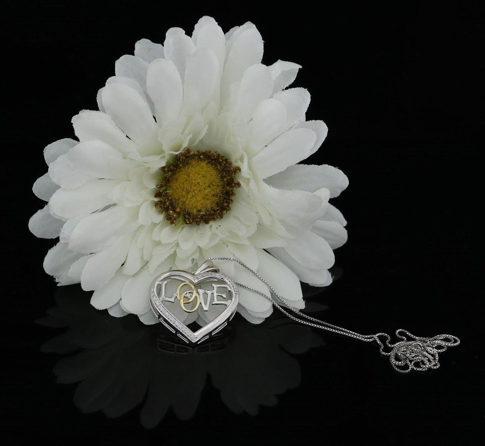 Special 925 White Sterling Silver Heart Pendant with 0.00ct Cubic Zirconia
