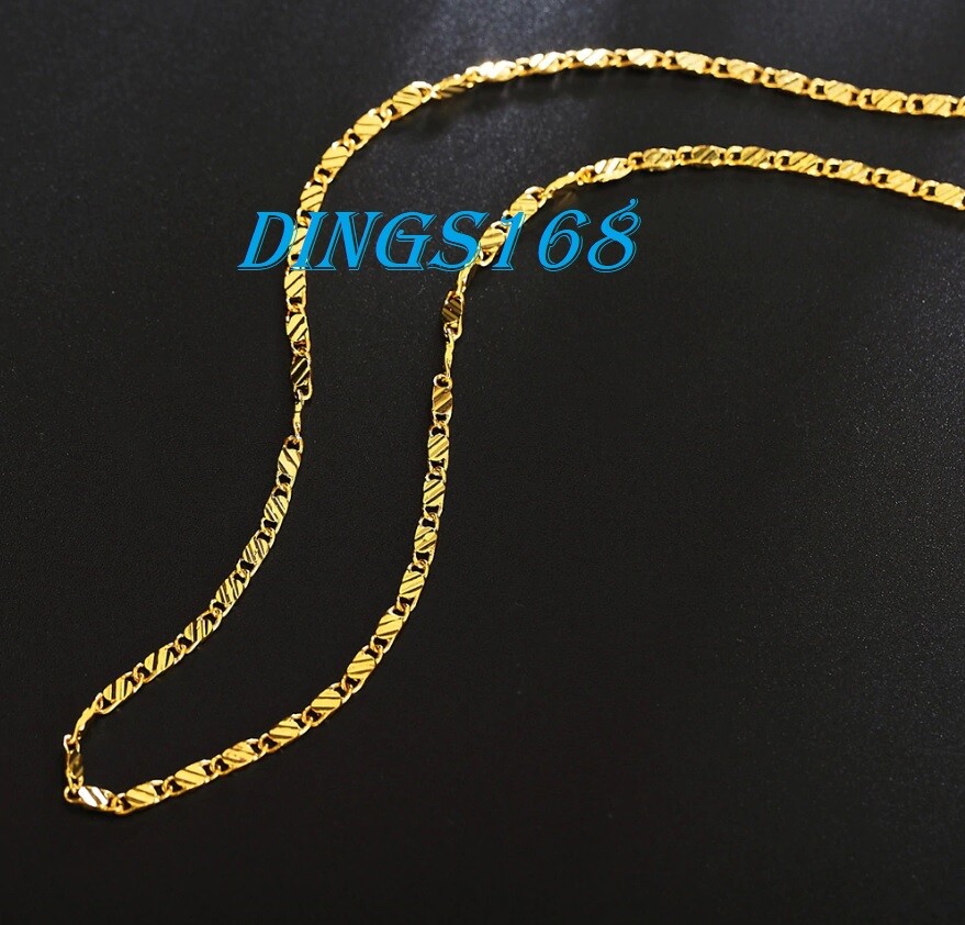 Men & Women’s 18K Gold Filled 2.2mm Flat Necklace Chain 16/18/20/22/24/26/28/30″