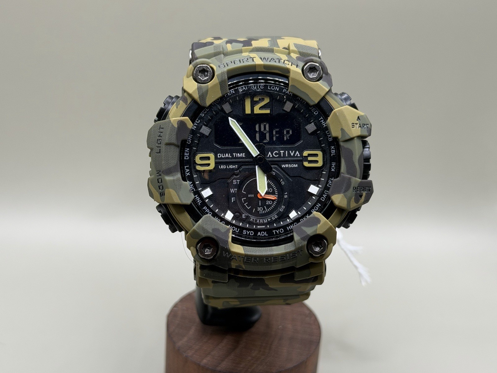 Activa X BlackOps Tactical Camo Watch 56mm Oversized Military Style Green Camo