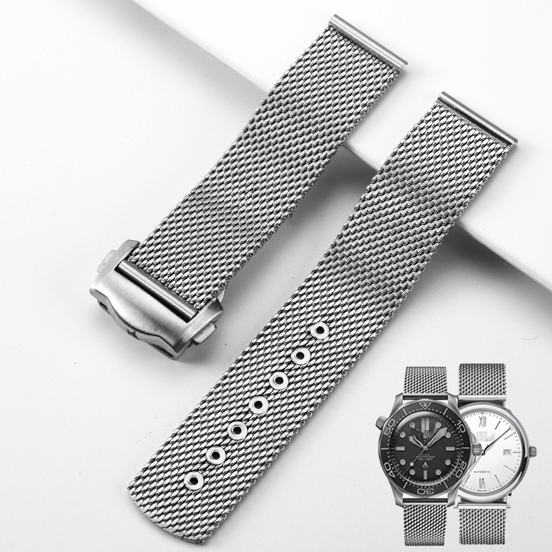 For Omega Seamaster Milanese Mesh Watch Band Stainless Steel Braided Strap 20mm