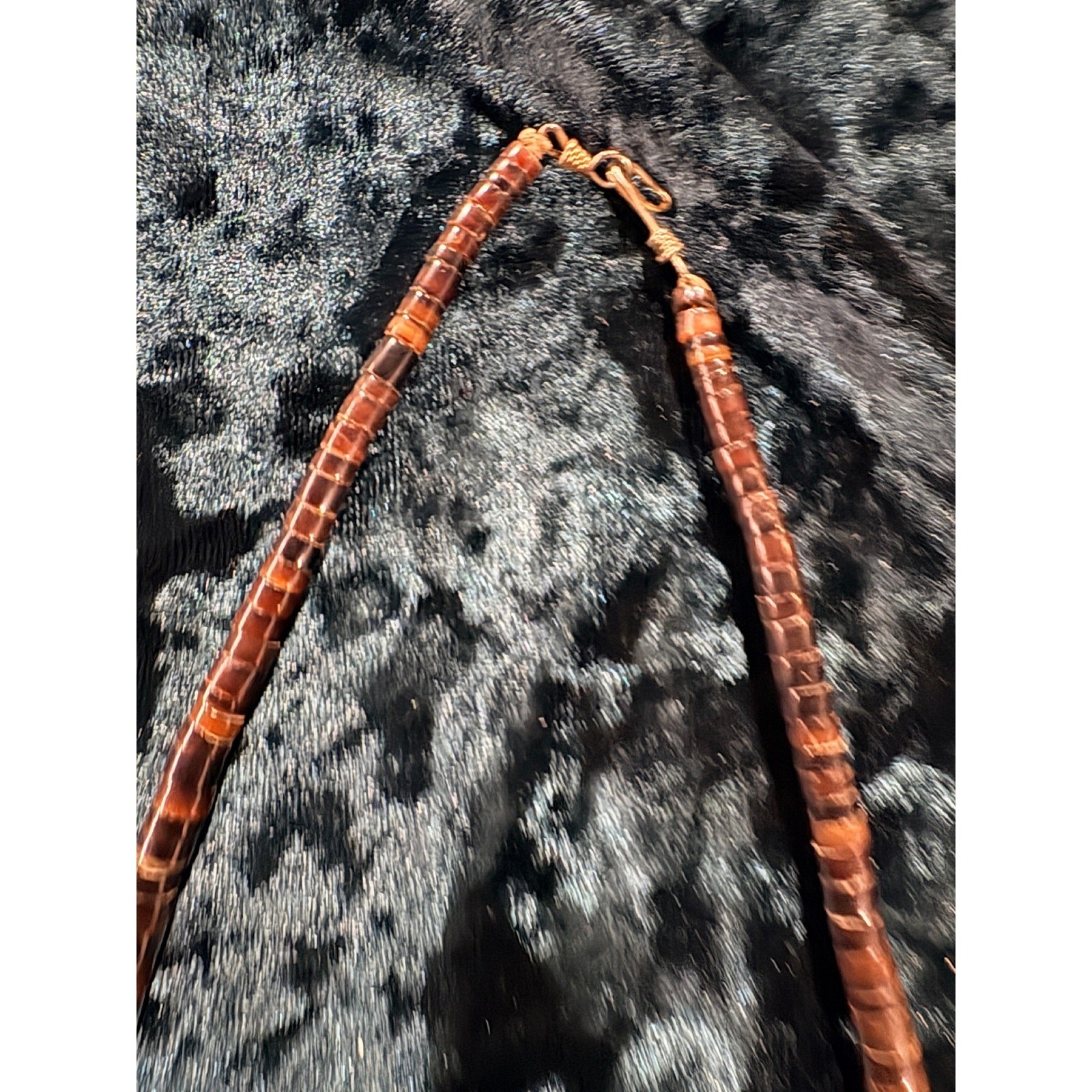 Boho Inlaid Stone Triangle Pendant Necklace Natural Wood Bone Beads