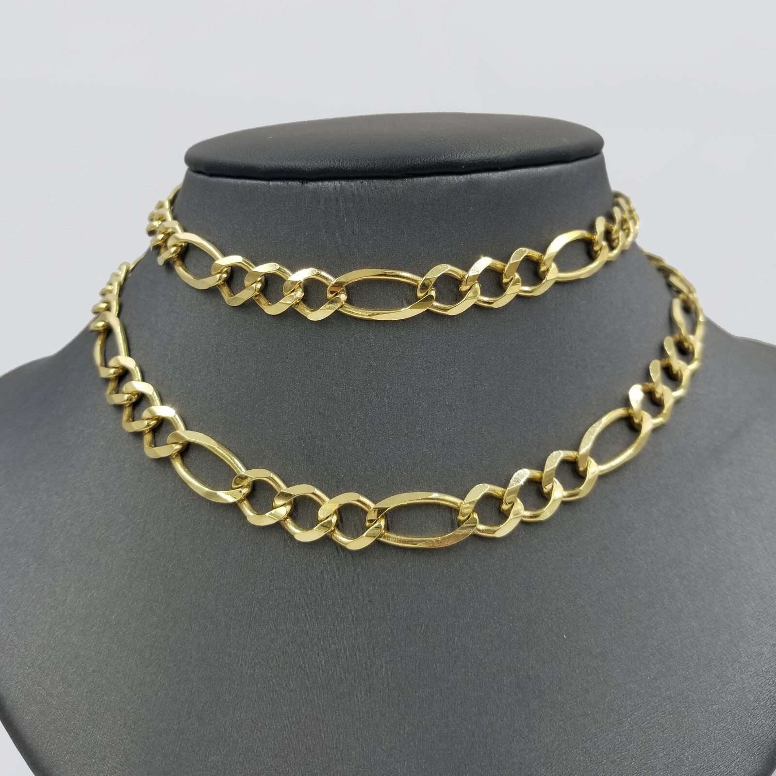 8mm 26″ SOLID 10k Gold Figaro Link Chain Necklace Authentic 10k Yellow Gold
