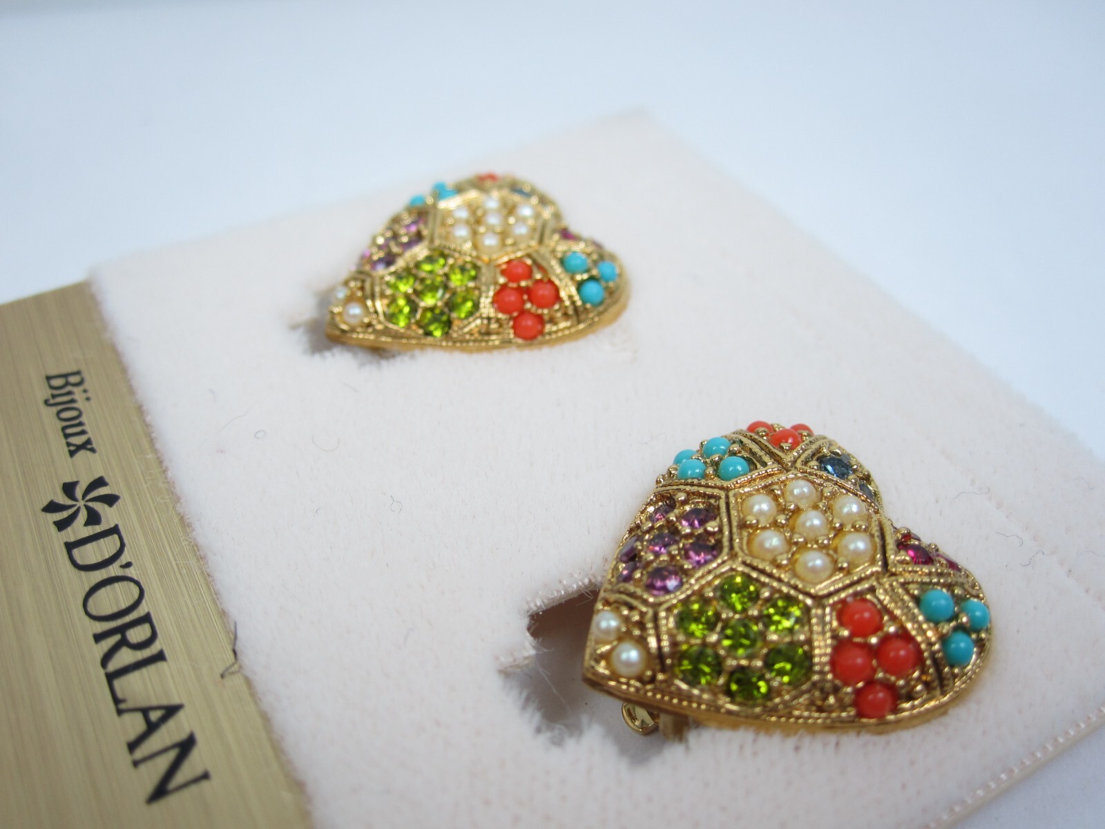 D’Orlan Gold Plated Clip Earring with Swarovski Crystals and Sandstones 6132