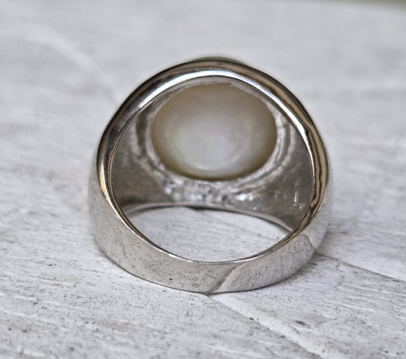 13mm Mabe Pearl Sterling Silver Ring