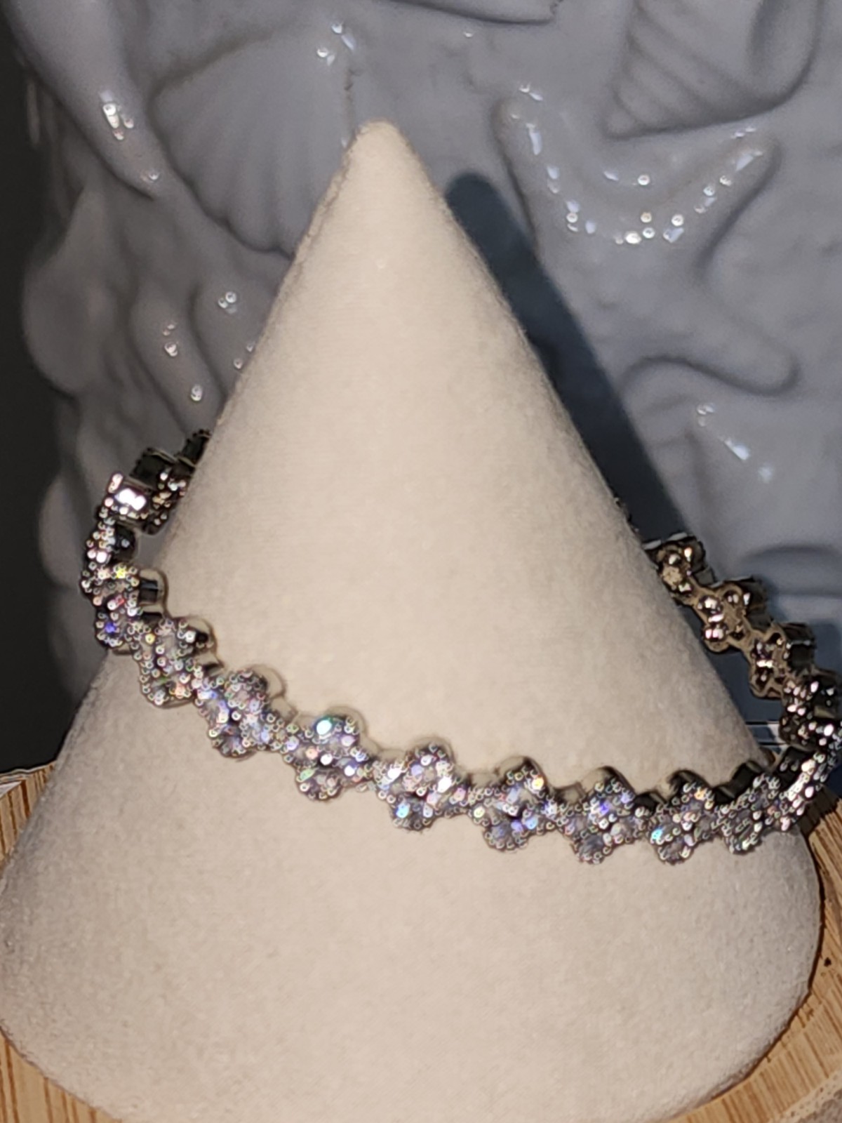 Silver Tone Clear Crystal Rhinestone Open Back Bangle Bracelet NWOT