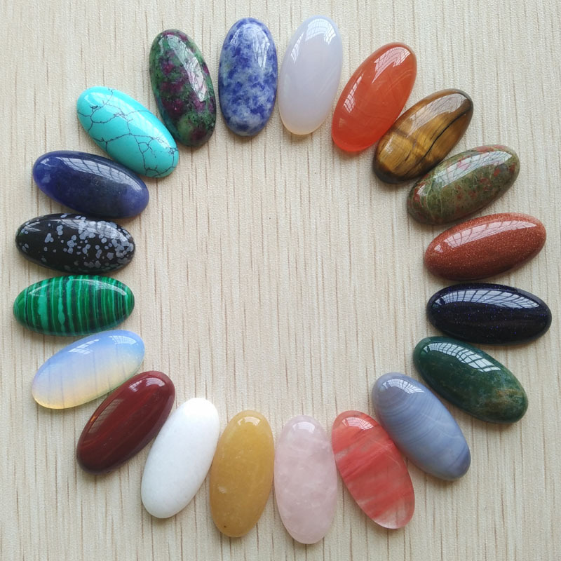 Assorted natural stone mixed Oval CAB CABOCHON 15x30mm DIY 20pcs No Holes