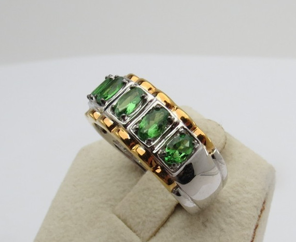 Michael Valitutti Five Stone Chrome Diopside Sterling Silver Palladium Ring S 10