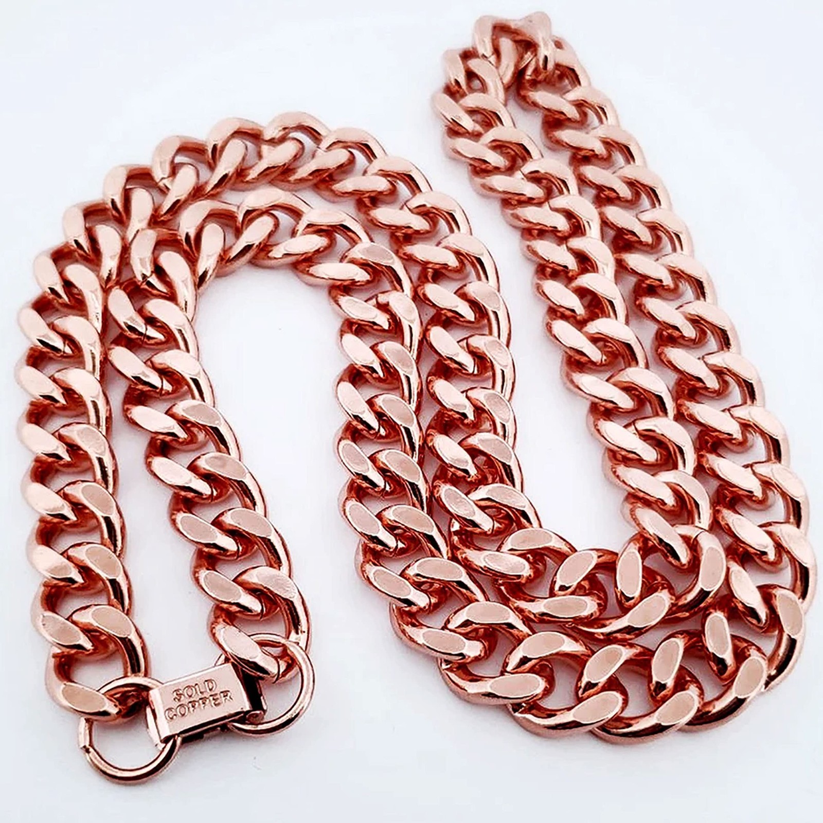 Ikkao 1 Pure Copper Cuban Link Necklace Heavy Solid Variable,