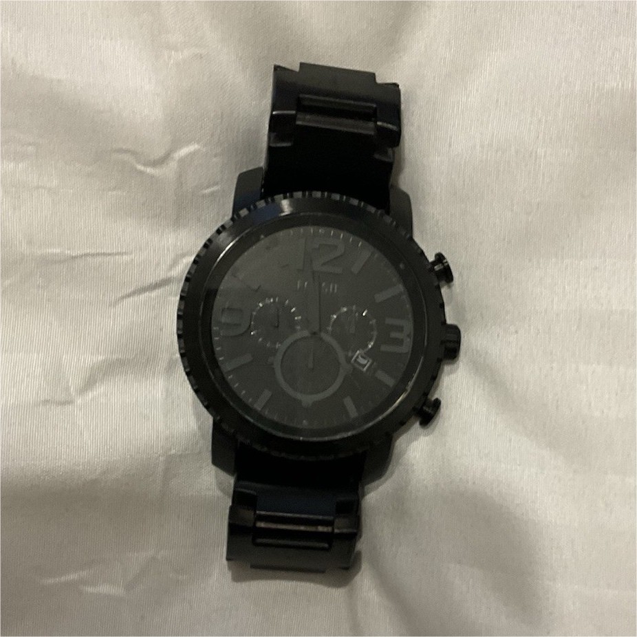 Fossil Nate Men’s Chronograph Black Metal Wristwatch Analog Date Indicator