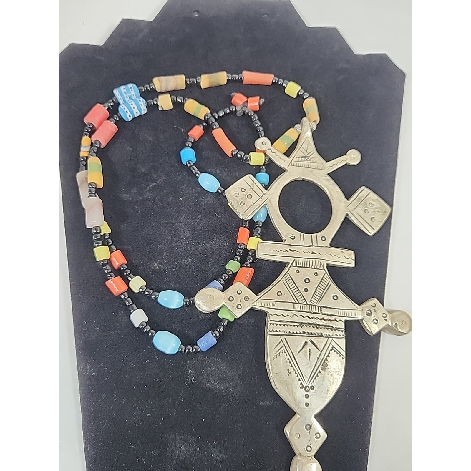 Tuareg Cross Pendant Traditional Ethnic Tribal Beaded Traditional Necklass