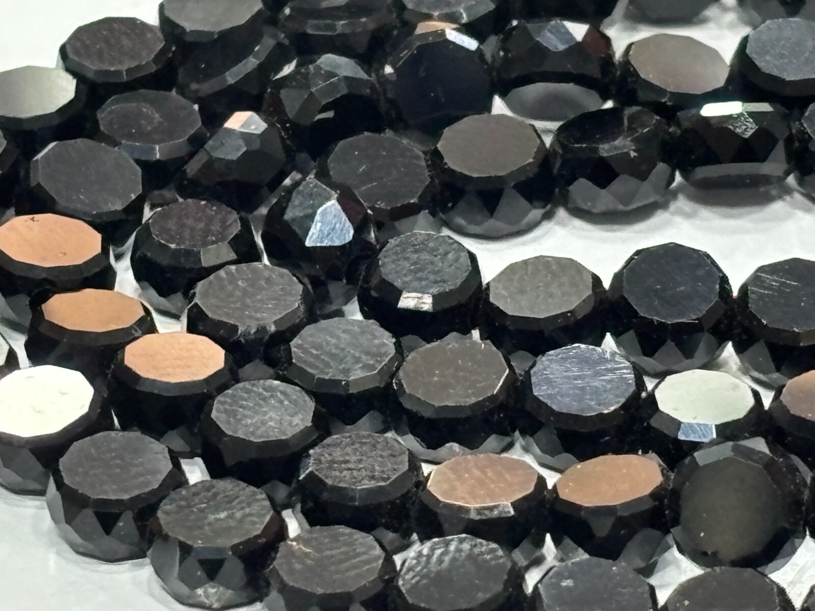 Black Onyx Coin Faceted 5.5-6 mm Gemstone Beads 12.5 Inch