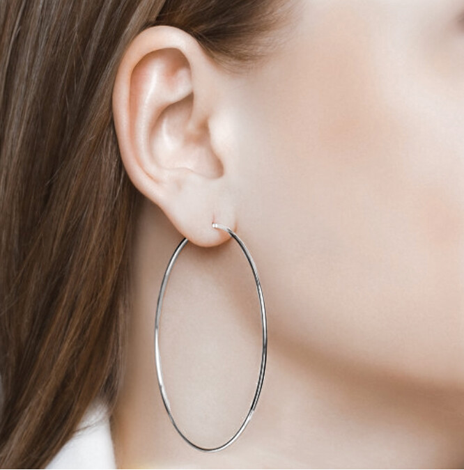 925 GENUINE SILVER *** Extra Large XXL Hoop Earrings 60mm