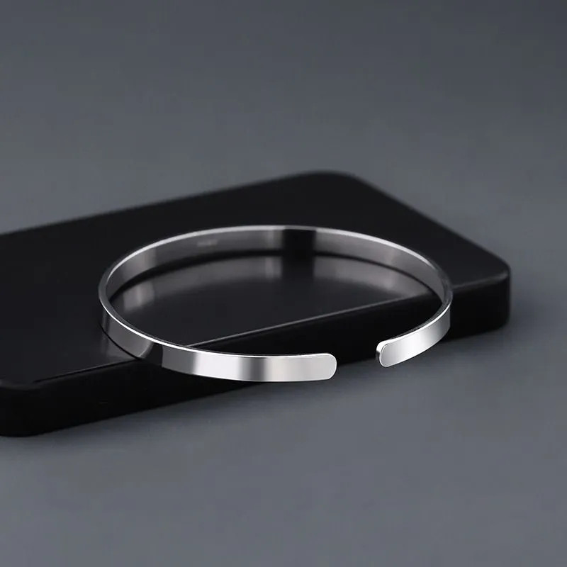 Stainless Steel Mens Cuff Bracelet 6mm Cool Open Metal Cuff Bangle Men Women USA