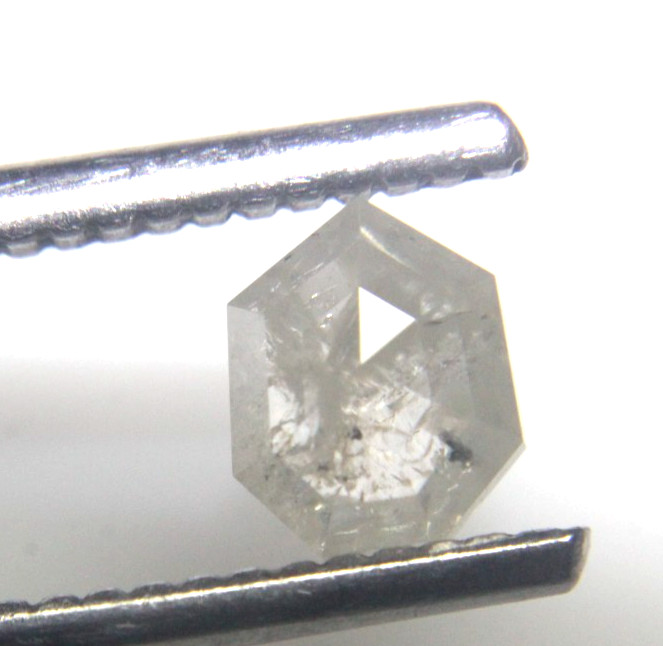 0.73 Ct Natural Geometric Shape Salt n Pepper Rose Cut Diamond 5.93×4.84×2.70 MM