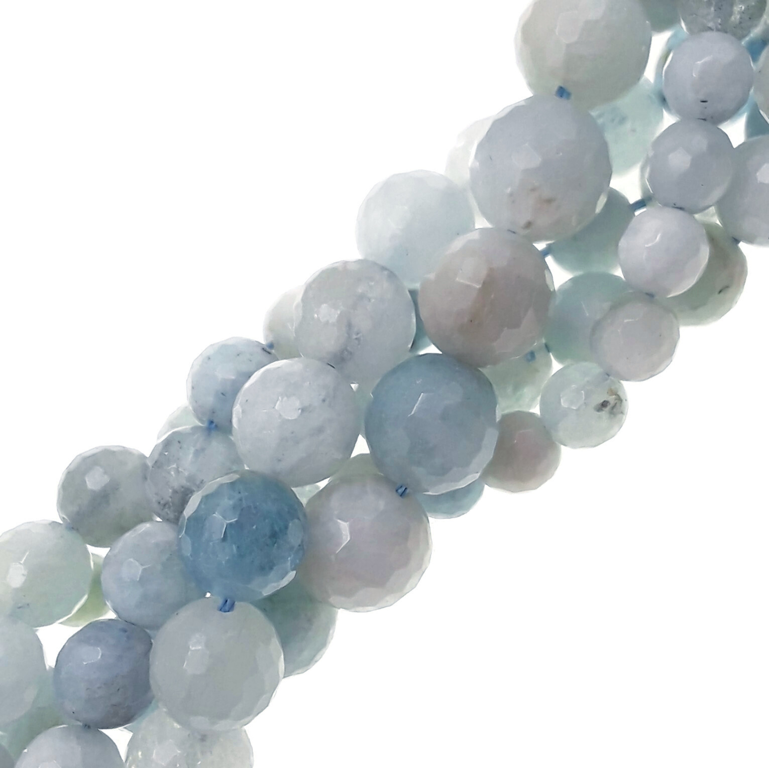Multi Blue Aquamarine Faceted Round Beads 6mm 7mm 8mm 8.5mm 10mm 15.5″ Strand
