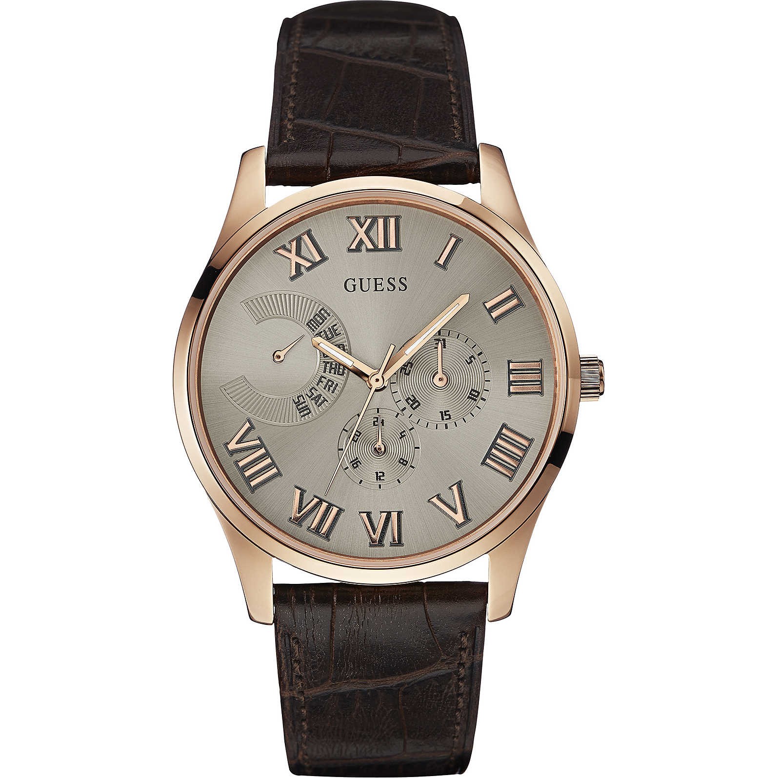 GUESS VENTURE W0608G1 Rose Brown Leather Classic Multifunction Men’s Watch