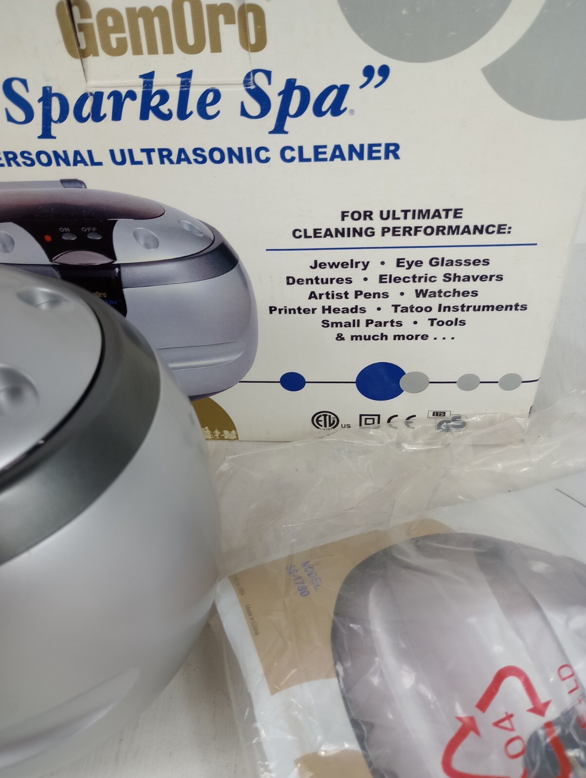 Gemoro Sparkle Spa Model SS-1780 Ultrasonic Jewelry Cleaner Tested 1 pint