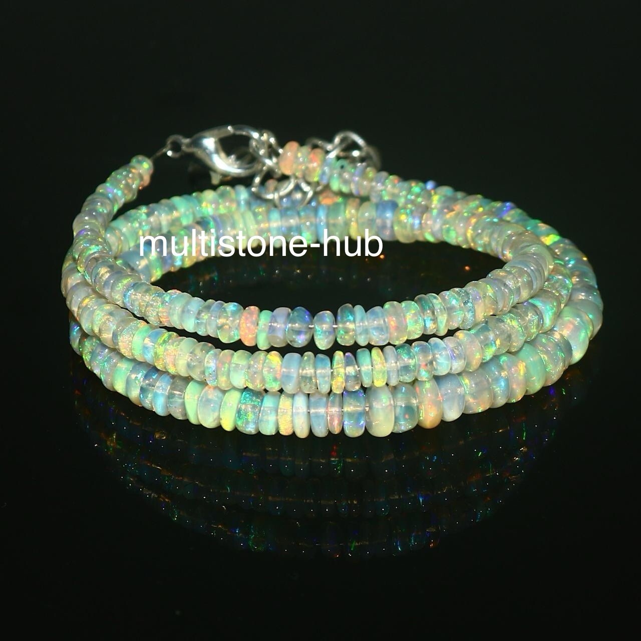 Natural Ethiopian Welo Fire Opal Rondelle Beads Gemstone Necklace 16 Inches