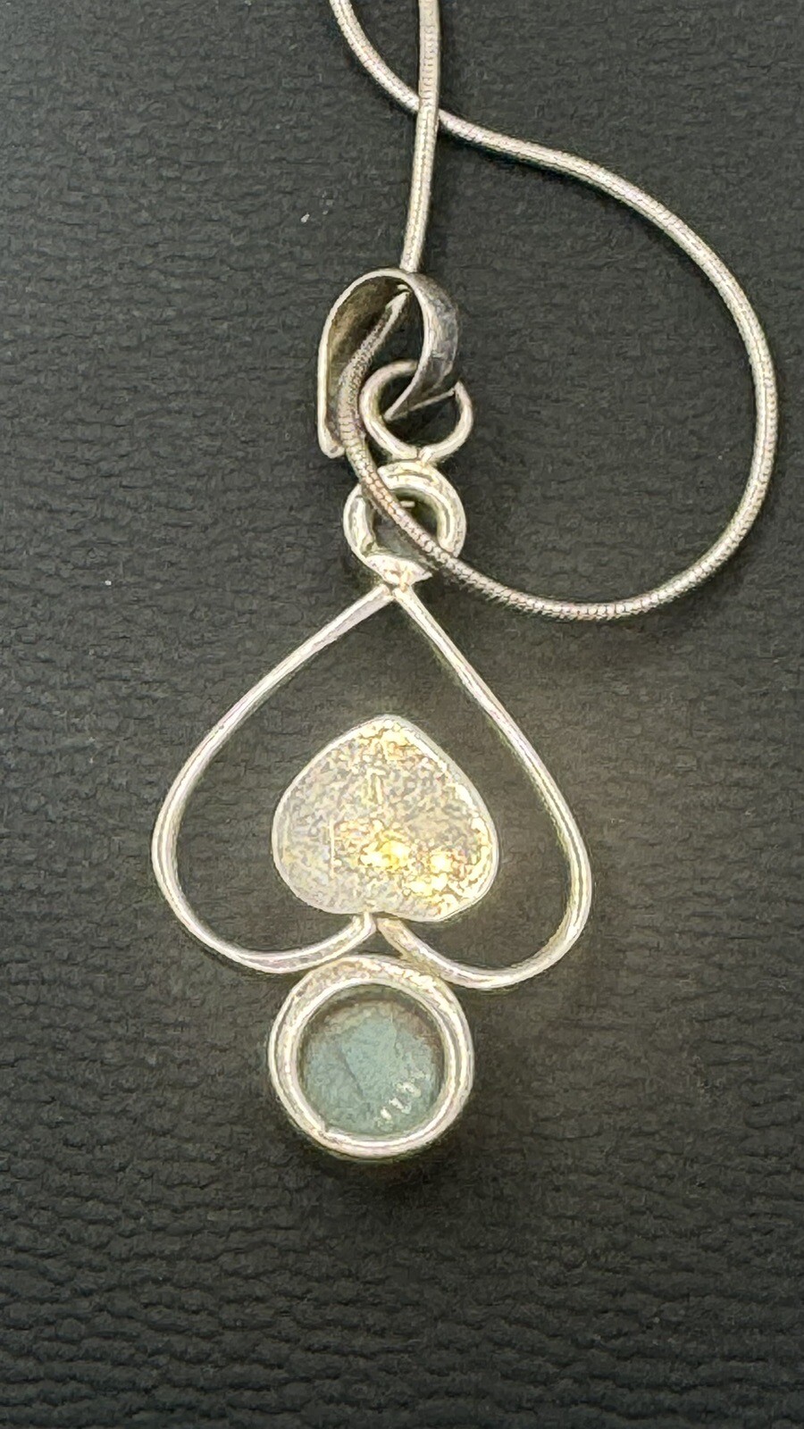 Labradorite 925 Sterling Silver Heart Pendant/Chain #4